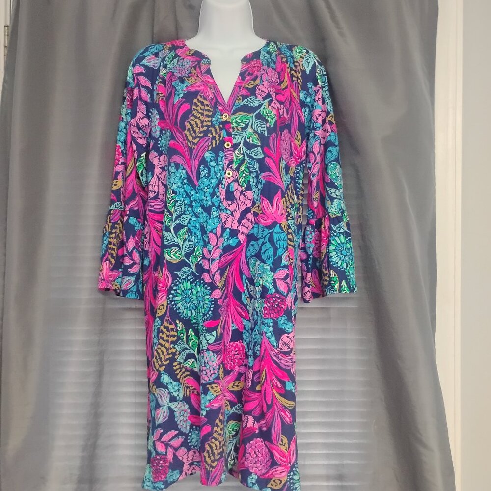 ❤️LILLY PULITZER  Cotton Calypso Coast Aegean Navy Beachy Norris Dress Size XS